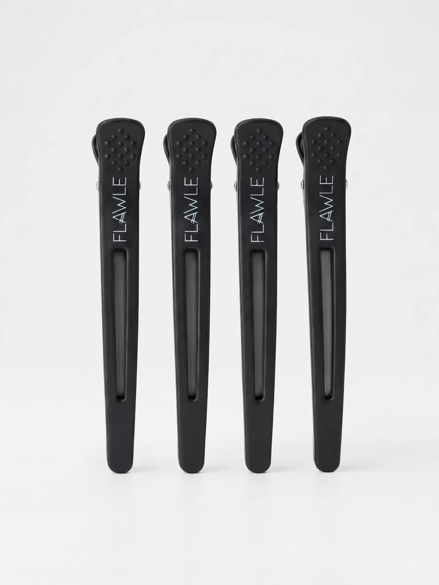 Зажимы для волос с силиконой пластиной Flawle FL131 BLACK 4 шт