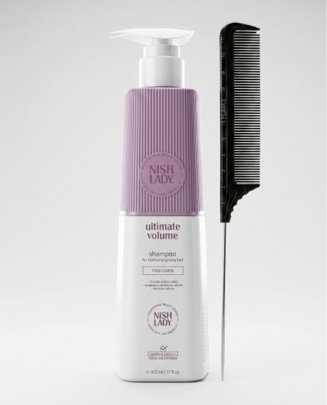 Шампунь Nishlady Ultimate Volume 503 мл + расческа Flawle FL235 Black