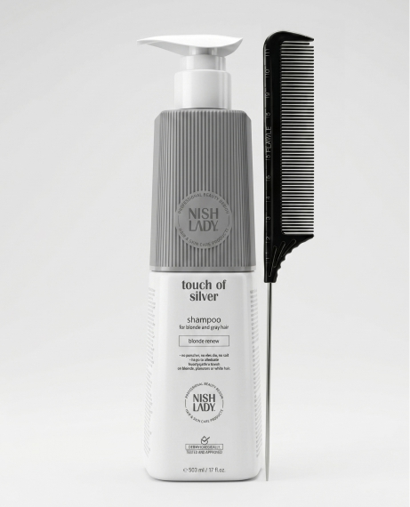Шампунь Nishlady Touch of Silver 503 мл + расческа Flawle FL235 Black