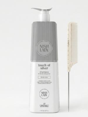 Шампунь Nishlady Touch of Silver 947 мл + расческа Flawle FL235 Beige