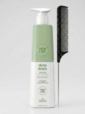 Шампунь Nishlady Deep Detox 503 мл + расческа Flawle FL235 Black