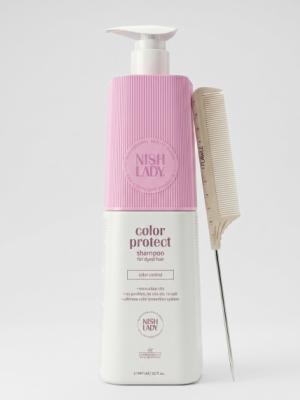 Шампунь Nishlady Color Protect 947 мл + расческа Flawle FL235 Beige