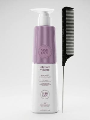 Шампунь Nishlady Ultimate Volume 503 мл + расческа Flawle FL235 Black